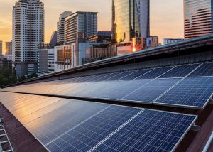 Solar panels on the roof of a building